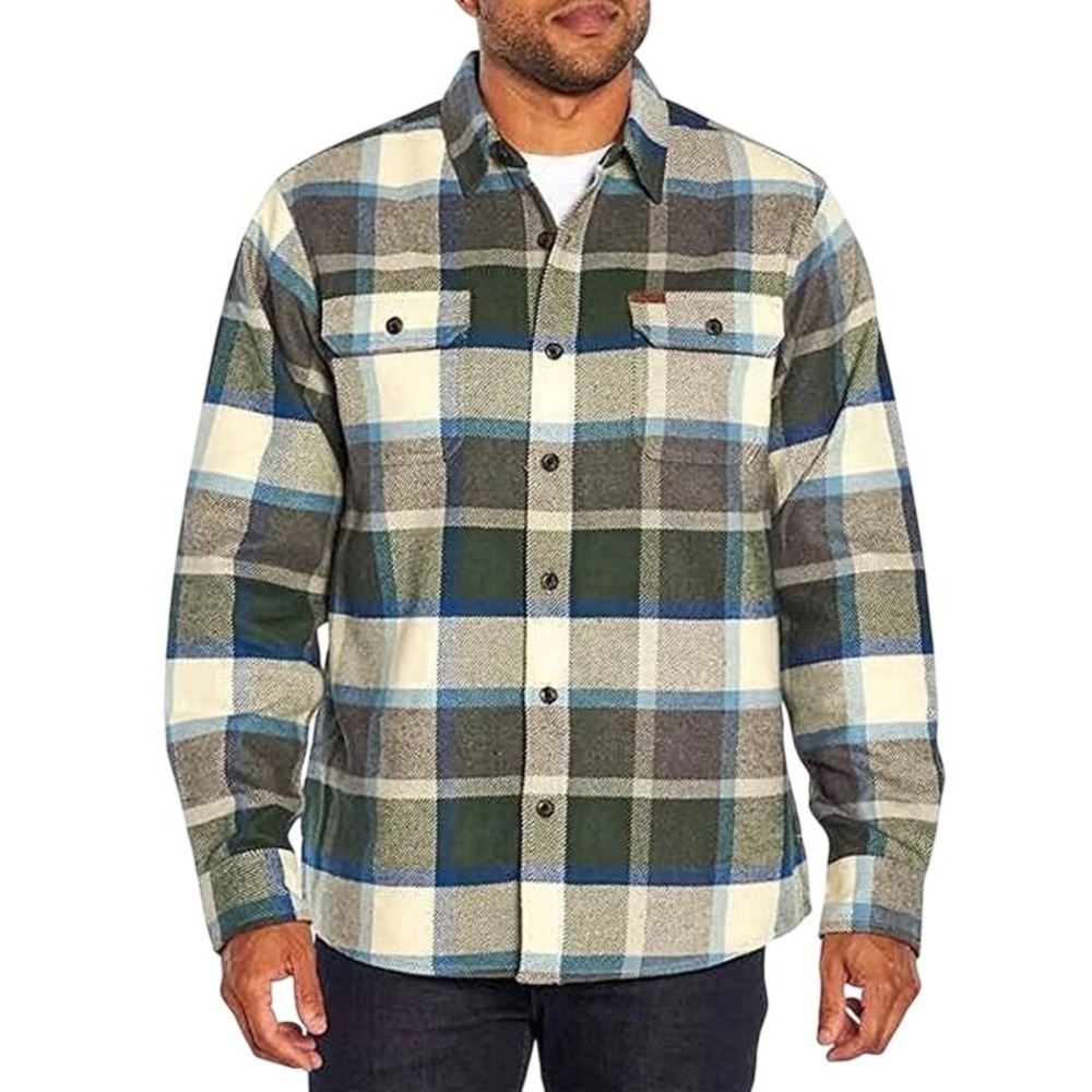 Orvis Big Bear‎ Heavyweight Flannel Shirt Shacket XL Blue Grey Plaid Gorp